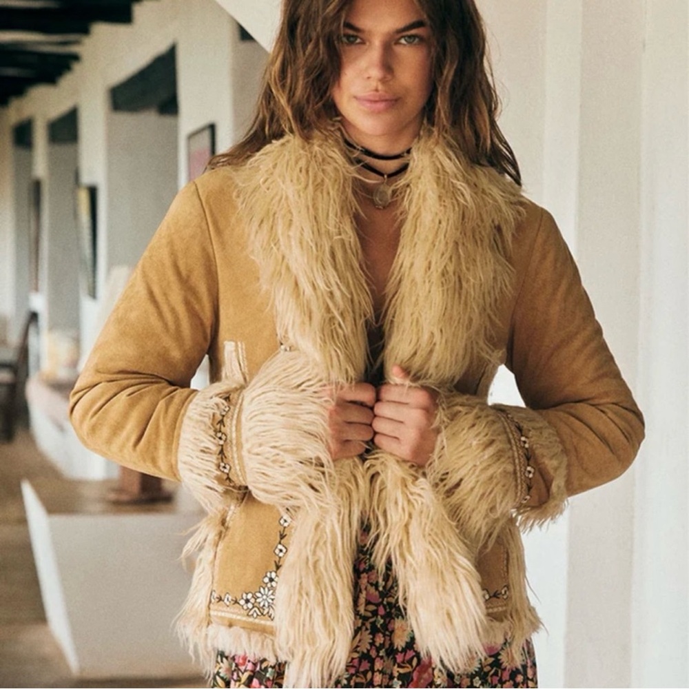 NWT Spell Joplin Cropped Jacket in Hazelnut XL